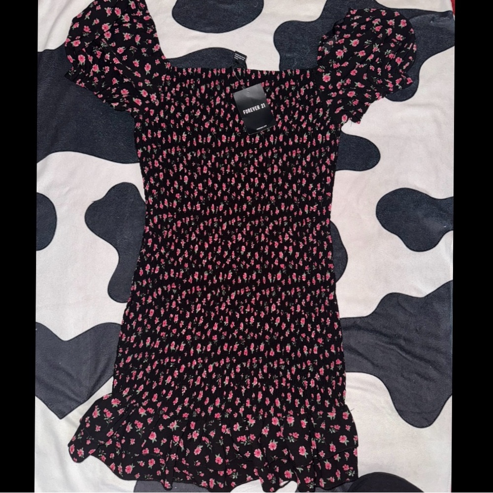 Forever 21 Black and Pink Floral Dress